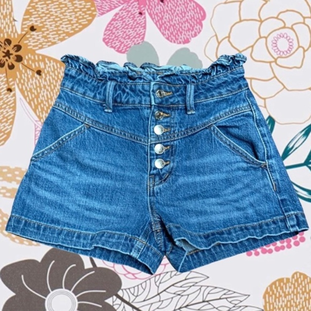 wild fable Button-Front Paperbag Waist Denim Shorts size 00/24”